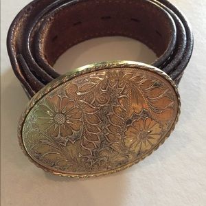 Vintage ‘Tony Lama’ Leather Belt with Brass Buckle